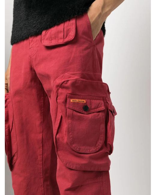 Heron Preston Red Logo-Patch Cargo Trousers for men