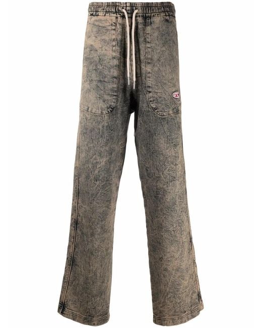 DIESEL Gray Acid-Wash Straight-Leg Trousers for men