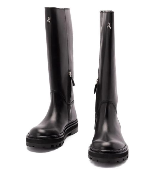 Patrizia Pepe Black 50Mm Zip-Detail Knee-High Boots