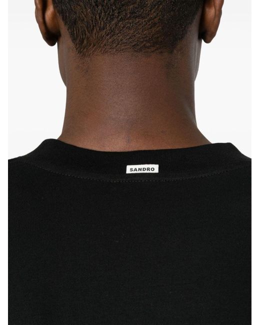 Sandro Black Drop-shoulder T-shirt for men