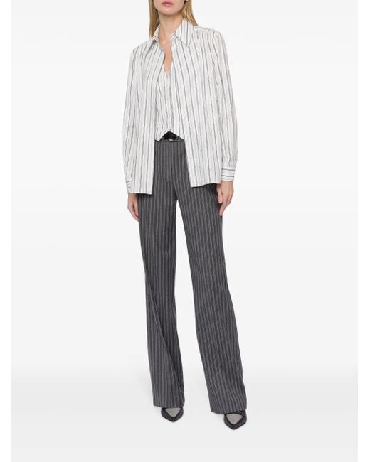 Alberta Ferretti Gray Mid-Rise Tailored Trousers