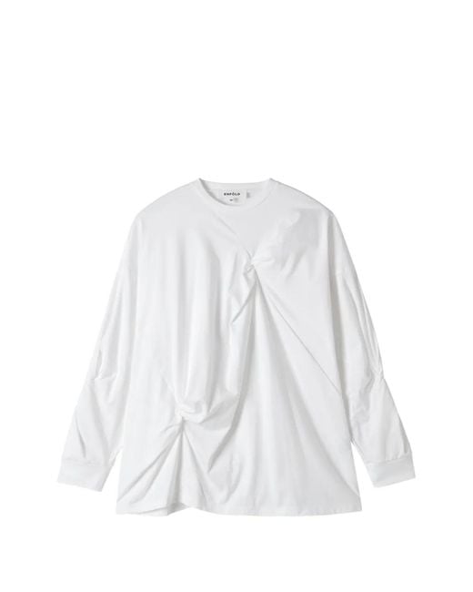 Enfold White Twisted Long-Sleeved T-Shirt