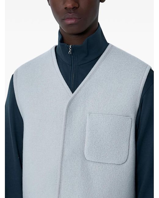 Rier Blue Patch-Pocket V-Neck Gilet for men