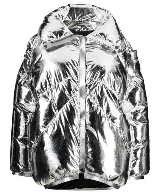 Tom Ford Metallic Dabbed Croc Printed Leather Biker Jacket Silver