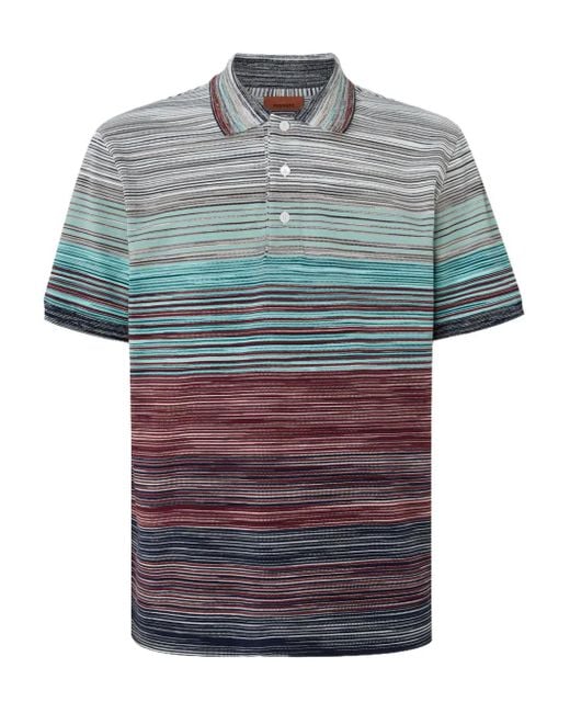 Missoni Blue Striped Cotton Polo Shirt for men