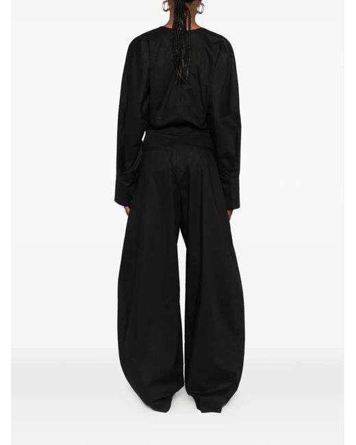 Thelatest Black V-Neck Long-Sleeved Jumpsuit