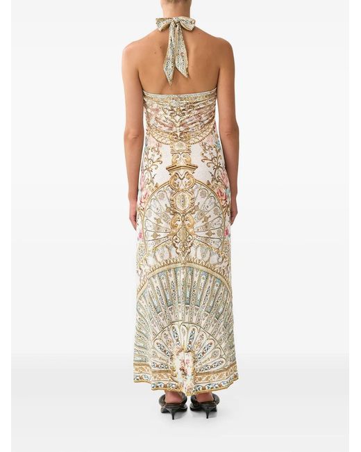 Camilla Metallic Halter-Neck Maxi Dress