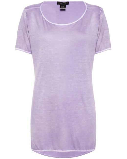 Avant Toi Purple Mélange-effect Side-slit T-shirt