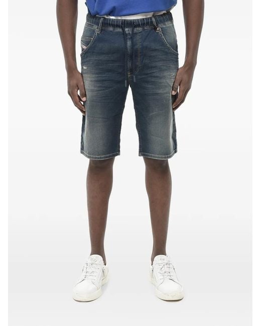 DIESEL Blue Krooley-Ne Elasticated-Waist Denim Shorts for men