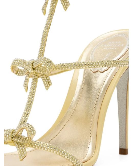 Rene Caovilla Metallic Caterina Crystal-Embellished Bow-Detail Sandals
