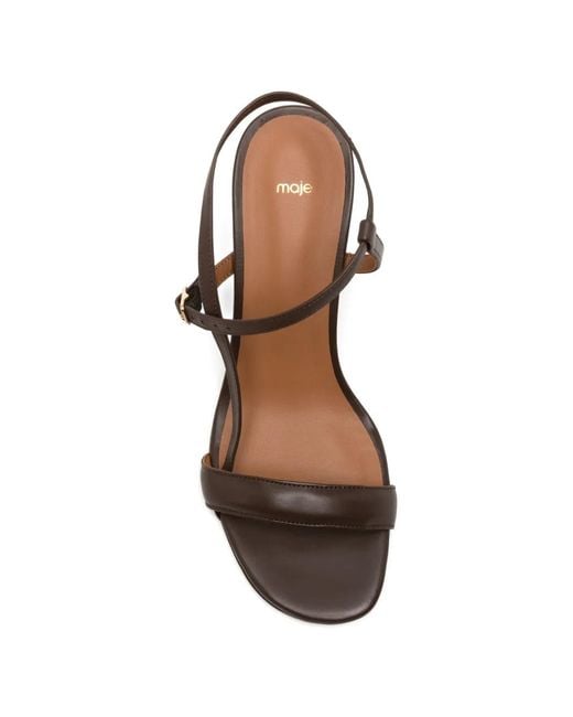 Maje Brown Leather Crossover-Strap Sandals