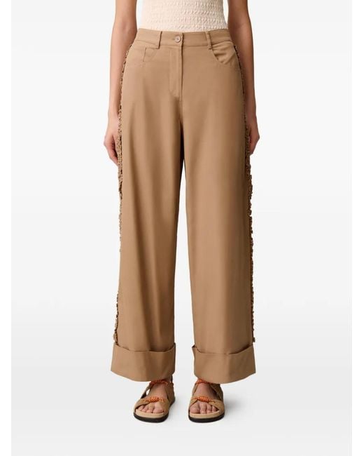 Claudie Pierlot Natural Ruffled Palazzo Pants