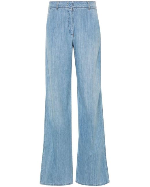 Ermanno Scervino Mis Waist Jeans Met Wijde Pijpen in het Blue