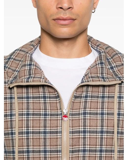 Kiton Brown Check-Pattern Hoodie for men