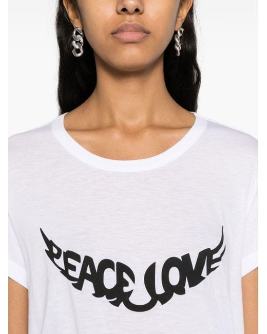T-shirt Walk Peace Love con stampa di Zadig & Voltaire in White