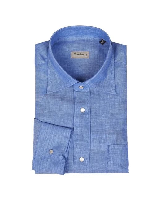 Sartorio Napoli Blue Buttoned Shirt for men