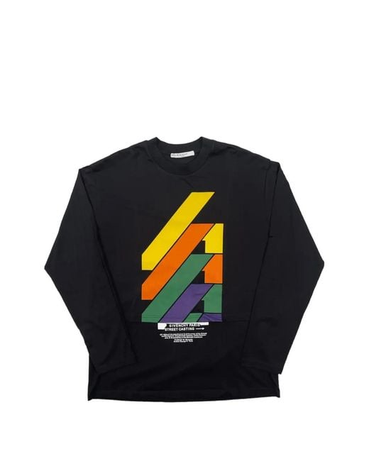 Givenchy Blue Rare Graphic-Print Long-Sleeve T-Shirt for men