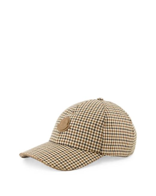 Moncler Natural Check Wool Baseball Cap for men