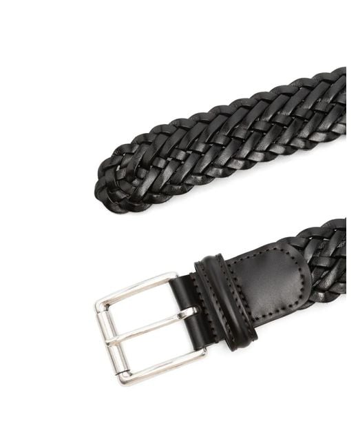 Andersons Black Interwoven Leather Belt for men