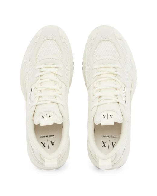 ARMANI EXCHANGE White Mesh-Panel Logo-Detail Sneakers for men