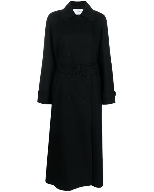Lardini Doublebreasted Belted Trench Coat in Black Lyst