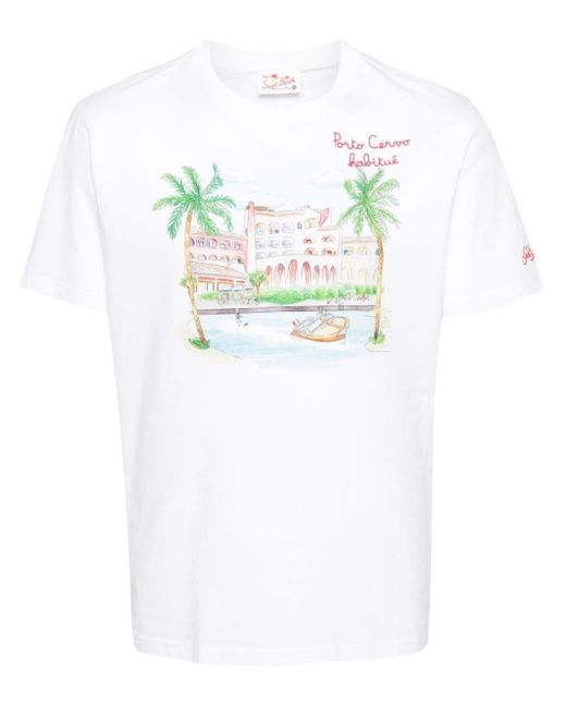 Mc2 Saint Barth T-Shirt mit Porto Cervo-Print in White für Herren