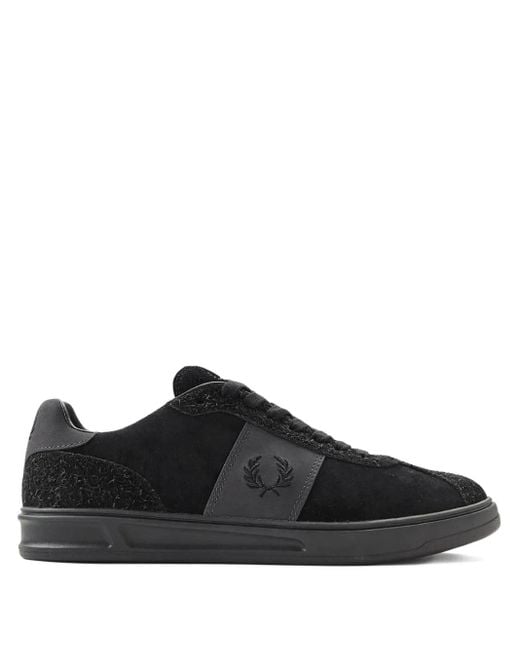 Fred Perry Black Logo-Embroidery Sneakers for men