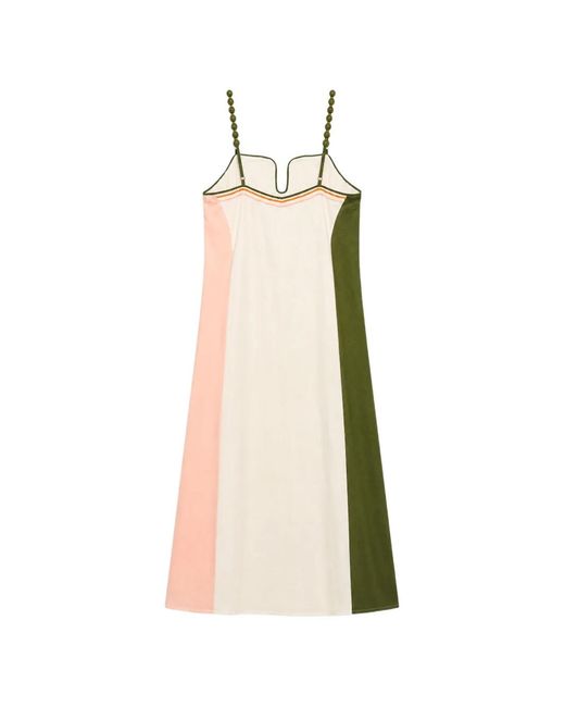 Farm Rio White Embroidered Colour-Block Maxi Dress