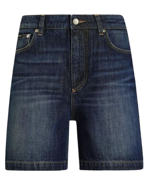 Dolce & Gabbana Blue Shorts Mit Logo-Schild