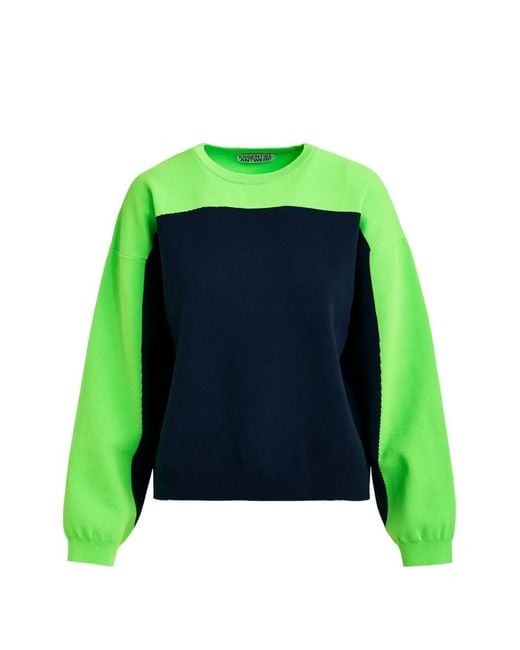 Essentiel Antwerp Green Joto Two-Toned Ribbed Sweater