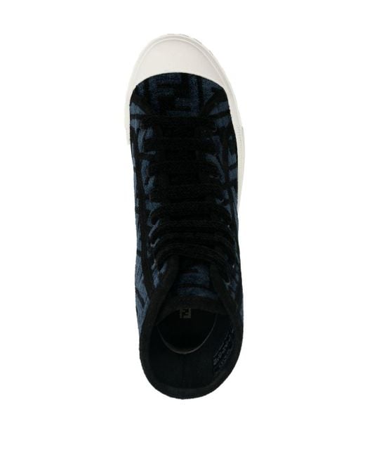 Fendi Black Velvet Ff High-top Sneakers