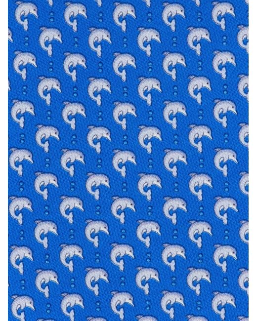 Ferragamo Blue Dolphin-print Silk Tie for men