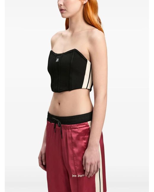 Palm Angels Black Monogram-Print Corset Top
