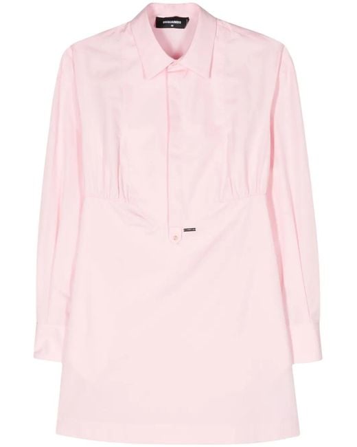 DSquared² Pink Bib-Collar Cotton Dress