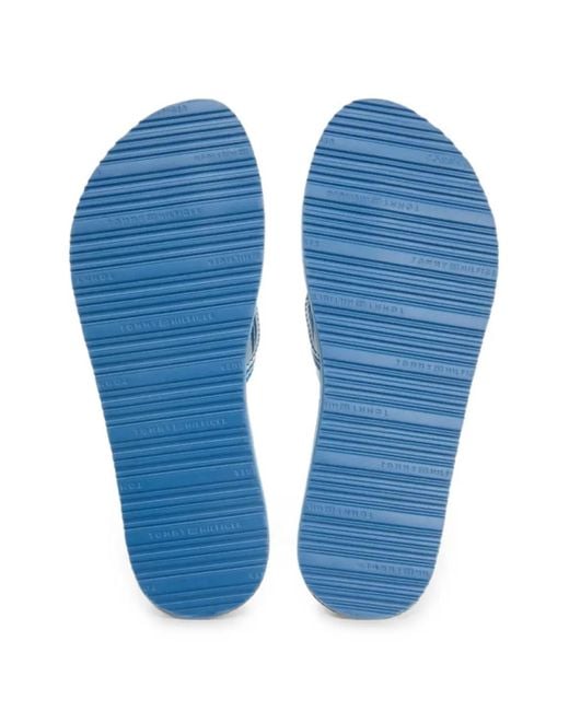 Tommy Hilfiger Blue Logo-Webbing Flip-Flops