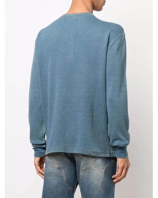 RRL Blue Button-Plaquet Cotton T-Shirt for men
