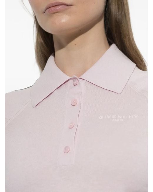 Givenchy Pink Logo-Print Cropped Polo Shirt