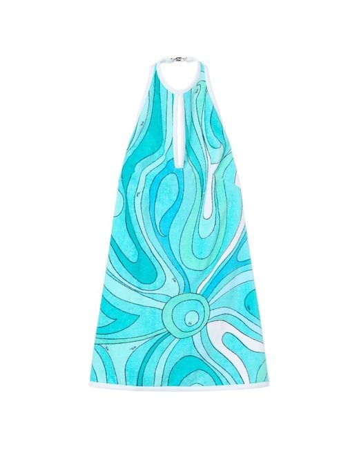 Emilio Pucci Blue Marmo-Print Terry Dress