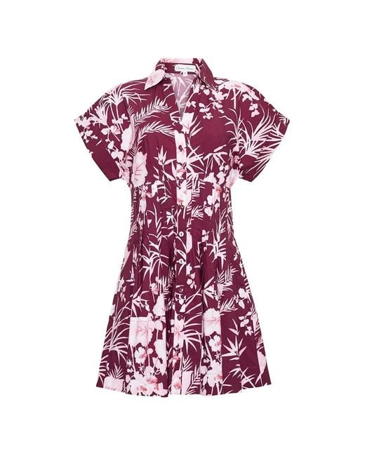 Cara Cara Red Nash Floral-Print Mini Dress