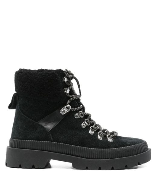 Gant Black Lace-Up Shearling Boots
