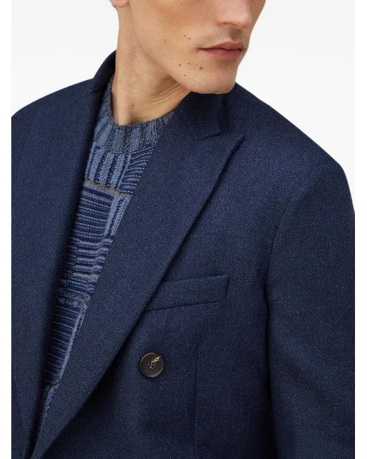 RETORI Blue Double-Breasted Peak-Lapel Blazer for men