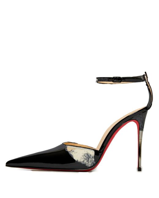 Maison Margiela Black X Christian Louboutin 100Mm Patent-Leather Ankle-Strap Pumps