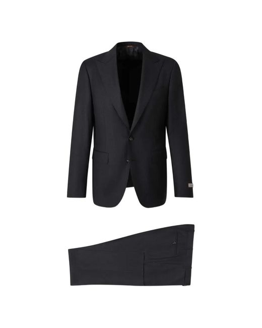 Canali Black Pinstripe-Pattern Single-Breasted Suit for men