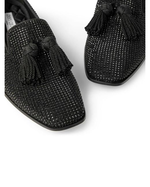 Jimmy Choo Black Foxley Crystal-embellished Suede Slippers for men