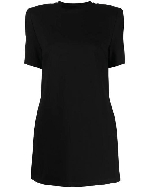Area Black Crystal-Embellished Slit T-Shirt Dress