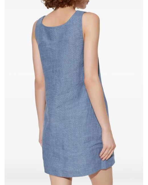 Posse Blue Button-Detailing Sleeveless Mini Day Dress