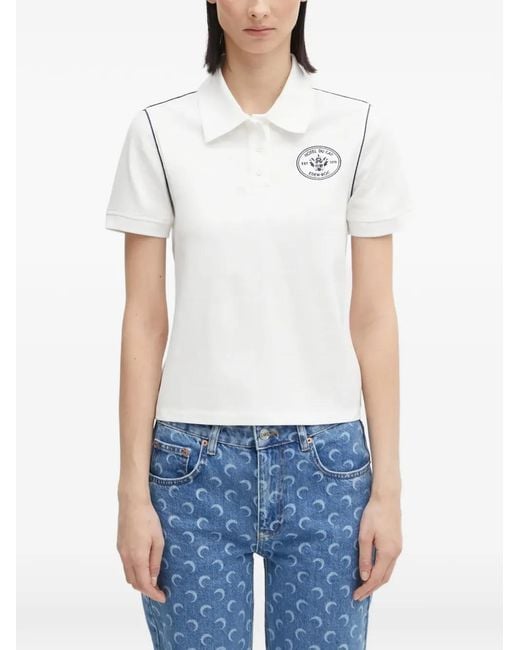 Sporty & Rich White Hotel Eden Roc Logo Polo Top