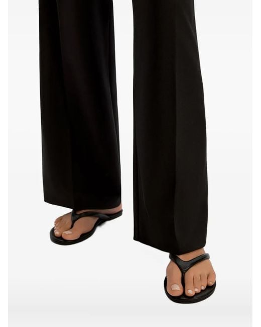 12 STOREEZ Black Leather Flip-Flops