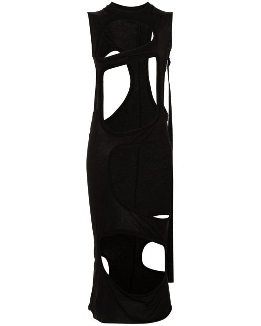 Rick Owens Black Membrane Cut-Out Maxi Dress