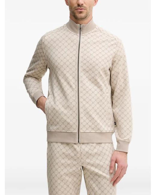 Joop! Natural Patterned Zip-Up Hoodie for men